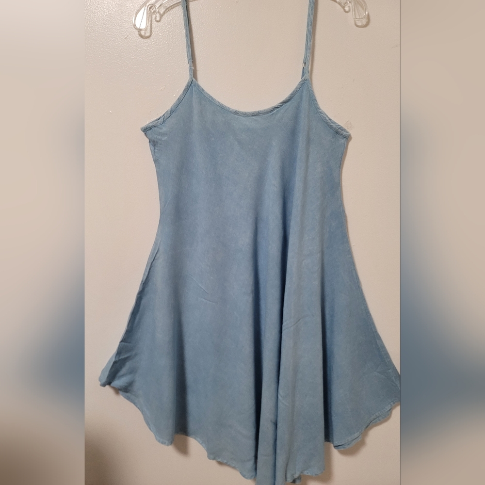 New Paradise USA Blue Chambray Sleeveless Camisole Mini Dress Size Medium